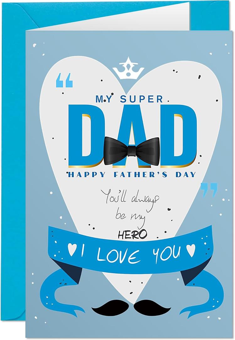 8 x Father's Day Gifts - Fathers Day Card, Dad Gifts for Fathers Day from Daughter Son Kids Wife - Father's Day Cards, Daddy Birthday Cards, Sticker- Blank Inside - Funny, Unique Card