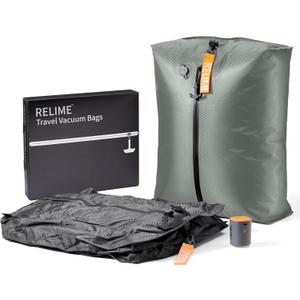 Classic Series Vacuum Bags for Travel Luggage with Wireless Pump, Compression Bags for Carry On Suitcases and Backpack, Vacuum Seal Packing cube for Cloth Packing ((2PC + PUMP Gray & Green)