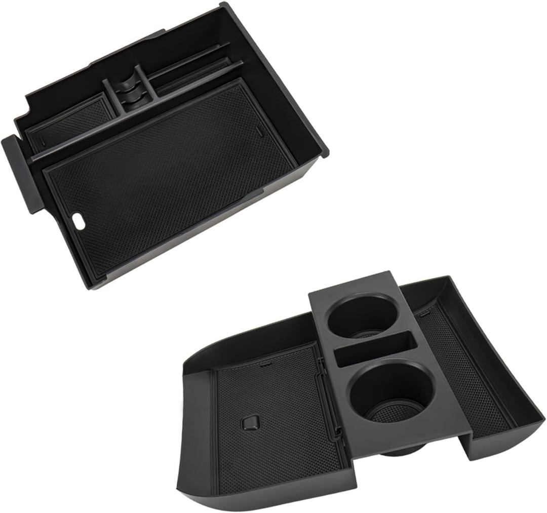 Carwiner 2PC Center Console Organizer Tray for 2023-2025 Hyundai Palisade Accessories with Armrest Storage Tray for Palisade Accessories Interior Storage Drawer Box Holder