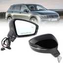 Right Passenger Side Mirror Compatible With 2018 2019 2020 2021 2022 2023 2024 2025 2026 VW Tiguan With Manual Folding Power Glass Heated Turn Signal Blind Spot Black Replace#5NA949146(6+2Pins)