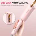 Ufree Automatic Rotating Curling Iron, 1 Inch Ceramic Curling Wand, 1-Click Hair Curler with 3 Heat & Timers, Anti-Scald Design, 1M Ionic Care, Dual Voltage for Travel Beach Waves, Rose Gold
