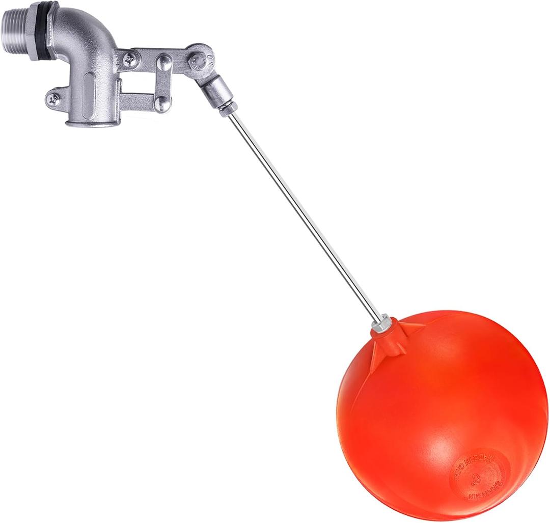 3/4 Inch Stainless Steel Float Valve for Water Tank, Heavy-Duty Design with Adjustable Angle Rod for Water Level Control, Includes 6 Inch Float Ball  Ideal for Water Troughs