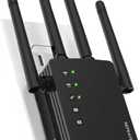 WiFi Extender Signal Booster, 1200Mbps WiFi Booster, Long Range up to 12880 Sq Ft, 105 Devices, 2.4/5GHz Internet Extender WiFi Booster with Ethernet Port(Black)