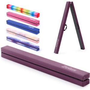 ZELUS 8' Folding Gymnastics Balance Beam, Floor Balance Beam w/Carry Handles Anti-Slip Base for Kids, Beginners & Professional Gymnasts (Purple)