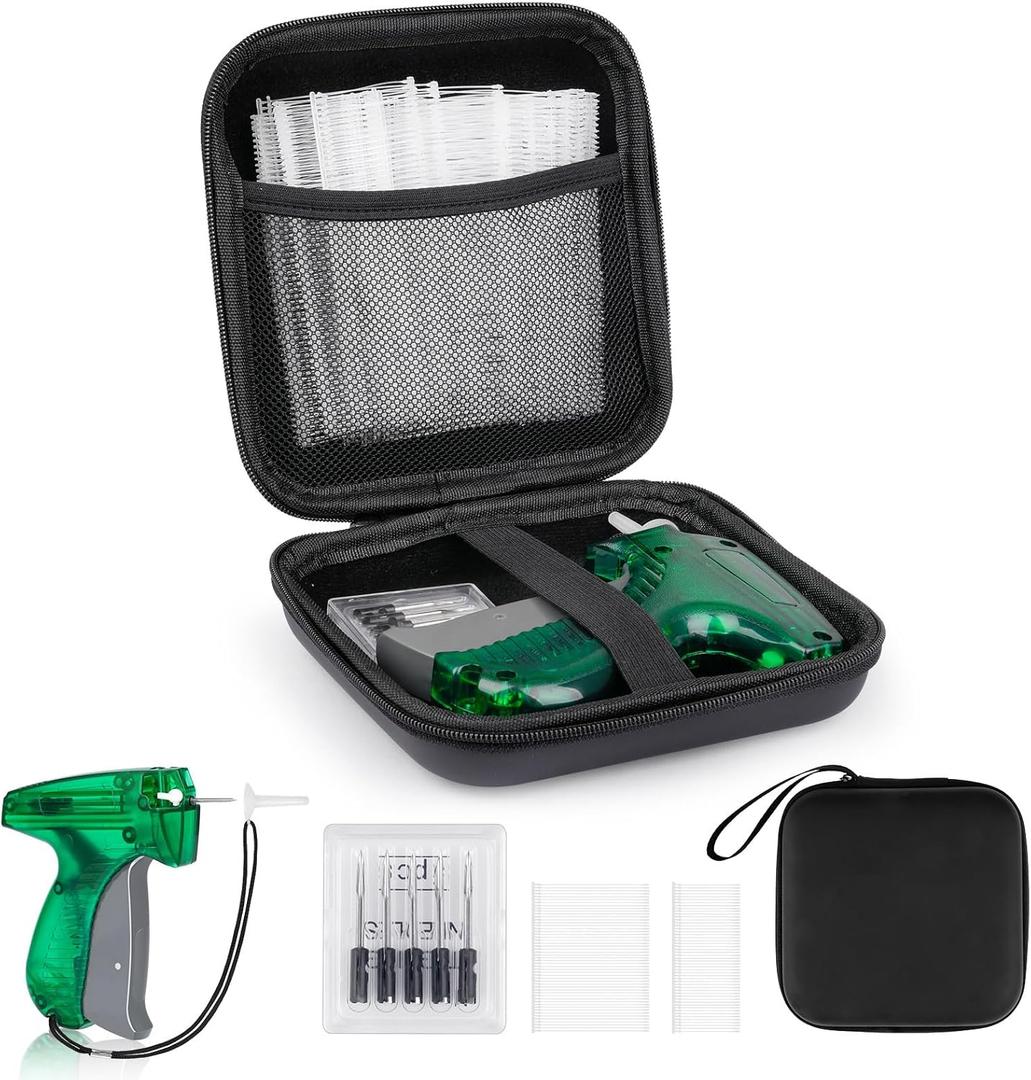 BEVTEE Tagging Gun for Clothing, Green Tag Gun Kit with 5 Needles, 1120 Barbs Fasteners & 1 Hard EVA Case, Durable and Easy to Use Tagging Tool for Clothes, Fabric, Retail Price Tags and DIY