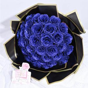 Waipfaru Glitter Roses Bouquet, DIY Fake Flowers Bouquet, Birthday Gifts for Women Mom, 36 Pcs Blue Rose for Grandma Wife Girlfriend Valentines, Mothers Day, Anniversary, Graduation