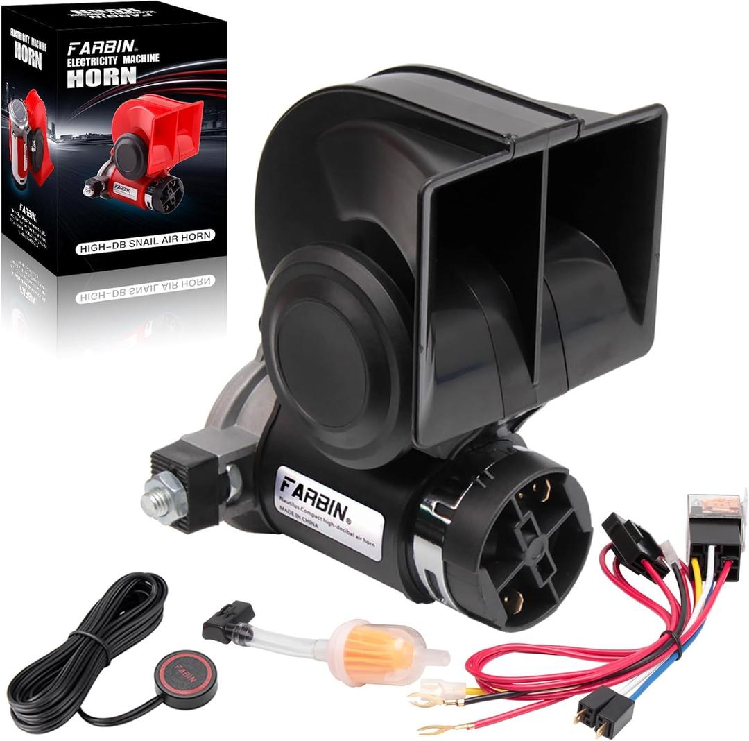 FARBIN Air Horn for Truck,Compact Train Horn,Electric Car Horn 12V 150db Super Loud with Wiring Harness and Push Button Switch for Any 12V Vehicles