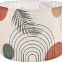 Fabric Linen Lamp Shade, Boho Lampshade with Tropical Plant and Line Pattern, 13x10inch Lamp Shades for Floor Lamps fit with Spider/Uno, Drum Lampshades for Table Lamp/Pendant (Easy Assemble) (13IN-1 Pack)