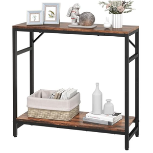 Livofloral Narrow Console Table, Small Entryway Table with 2 Support Bar, 2 Tier Sofa Table, 29.5" Thin Couch Table, Display Table, Side Table for Living Room, Hallway, Bedroom, Rustic Brown