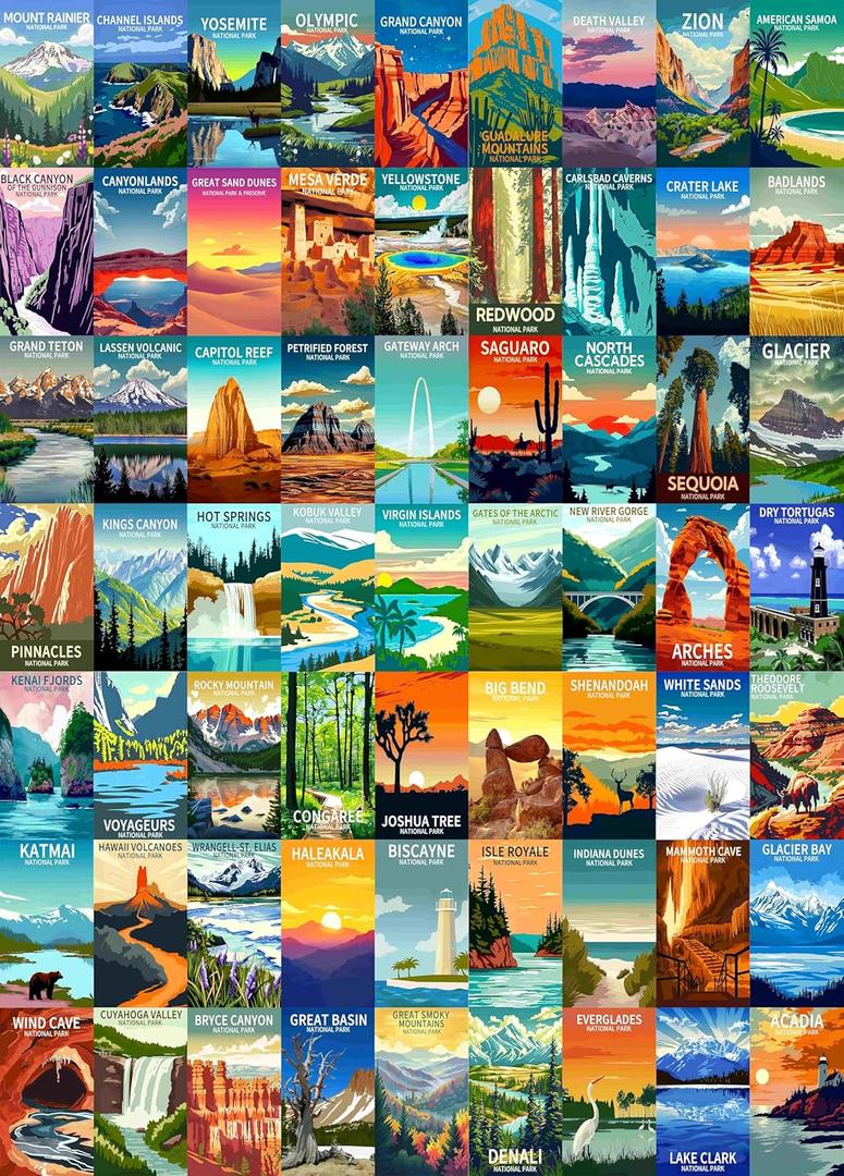 1000 Pieces National Park Puzzles, Family Puzzle Game Toys, Travel Poster Landscape Puzzles, Natural Landscape Puzzles, Family Puzzle (National Park 1)