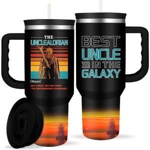 Cool Uncle Tumbler with Handle Cool Gifts for Uncles Best Uncle in the Galaxy 40oz Insulated Coffee Tumbler with Straw and Lid Christmas Father's Day Present for Uncles