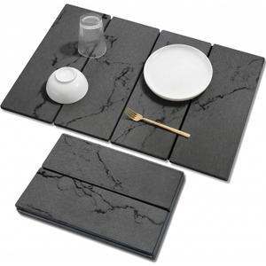 Large Stone Drying Mat for Kitchen Counter, 24"x16" Collapsible Quick Dry Dish Drying Mat, Water-Absorbent Marble Diatomaceous Earth Mats for Bottles Cups Dishes, Match Any Countertop