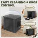 Cat Litter Box Enclosure, Plastic Hidden Litter Box Side Table with Openable Front Door, Waterproof & Weatherproof Cat Box Enclosure Cabinet for Indoor & Outdoor Use (Black)