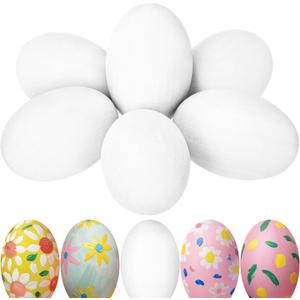 Marsui 12 Pcs 3.252.3 Inch Large Wooden Easter Eggs for Painting Fake Chicken Eggs Bulk, Smooth Wooden Eggs for Easter Crafts Decor Toy Food (White)