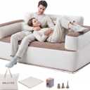 Inflatable Couch for Camping with Built in Pump,Floor Mat & Padded Seat, Full, Khaki 66.9"L x 31.5"W x 32.3"Th