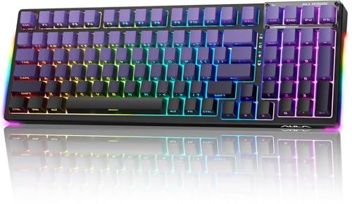 AULA F99S Mechanical Wireless Gaming Keyboard, Tri-Mode Bluetooth/2.4G/USB-C Hot Swappable 99 Keys Custom Creamy Keyboard 99 Keys Full Size Computer Keyboards for PC Xbox PS5 etc (Purple Gradient)