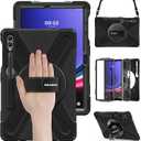 BRAECN for Samsung Galaxy Tab S10 Plus Case 2024/S9 Plus/S9 FE+/S8 Plus/S7 Plus /S7 FE 12.4 Inch,Heavy Duty Shockproof Case with S Pen Holder&360 Rotating Hand Strap/Kickstand Shoulder Strap,Black