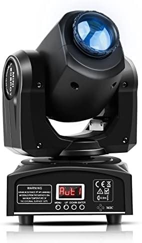 U`King LED Moving Head Light 25W DJ Lights Stage Lighting with 8 GOBO 8 Color by DMX-512 and Sound Activtaed Control Spotlight for Disco Parties Wedding Church Live Show KTV Club (Black-1 Piece)