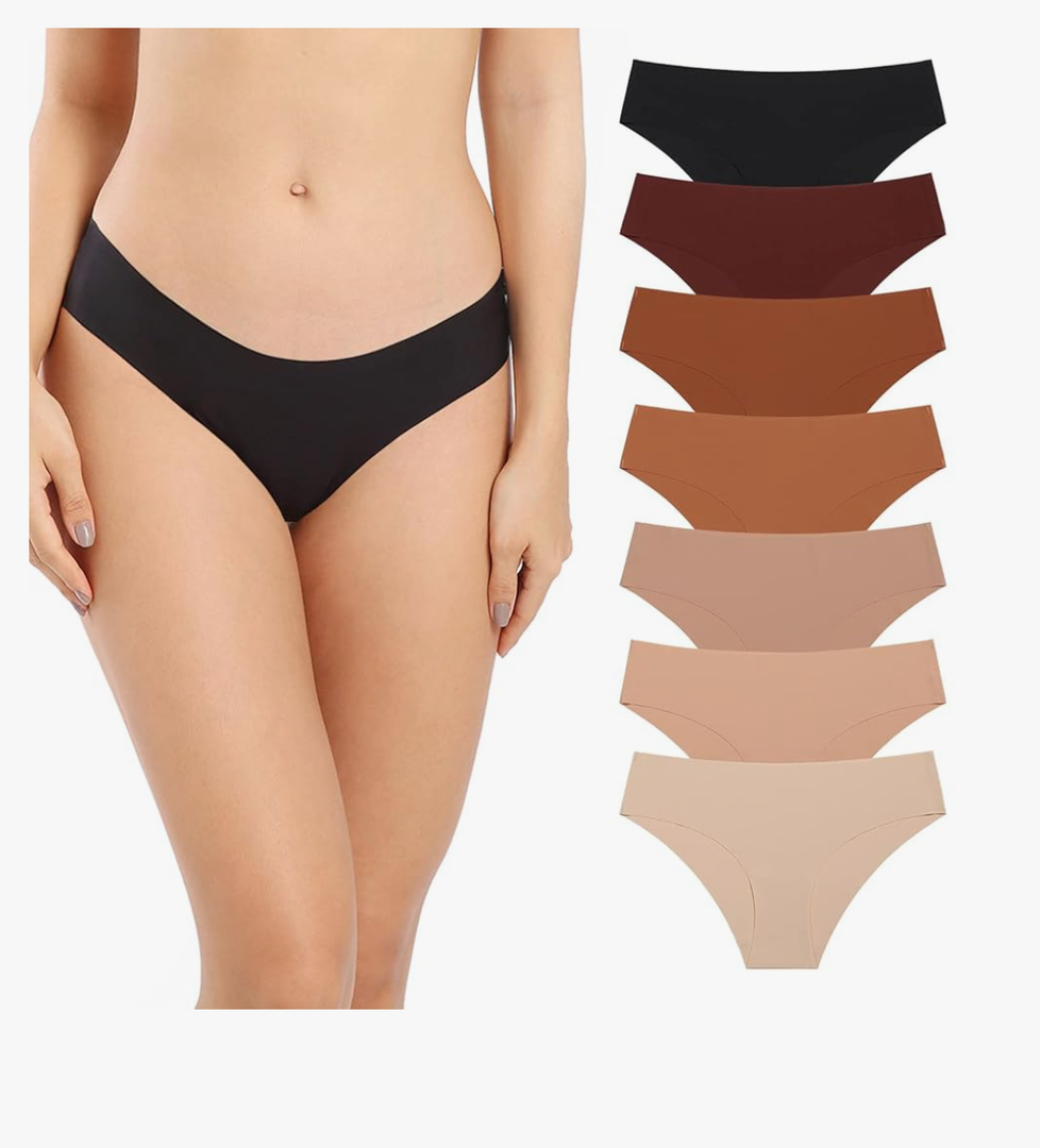 SHARICCA Women Seamless Cheeky Bikini No Show Panties Ladies Invisible Breathable Briefs Soft Stretch Underwear Multi Pack Size L