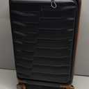 22×14×9 Airline Approved Carry On Expandable Luggage with Front Open Pocket, Spinner Wheels, ABS+PC Hardshell Small 20inch Suitcase with Protective Cover and Luggage Tag, Black