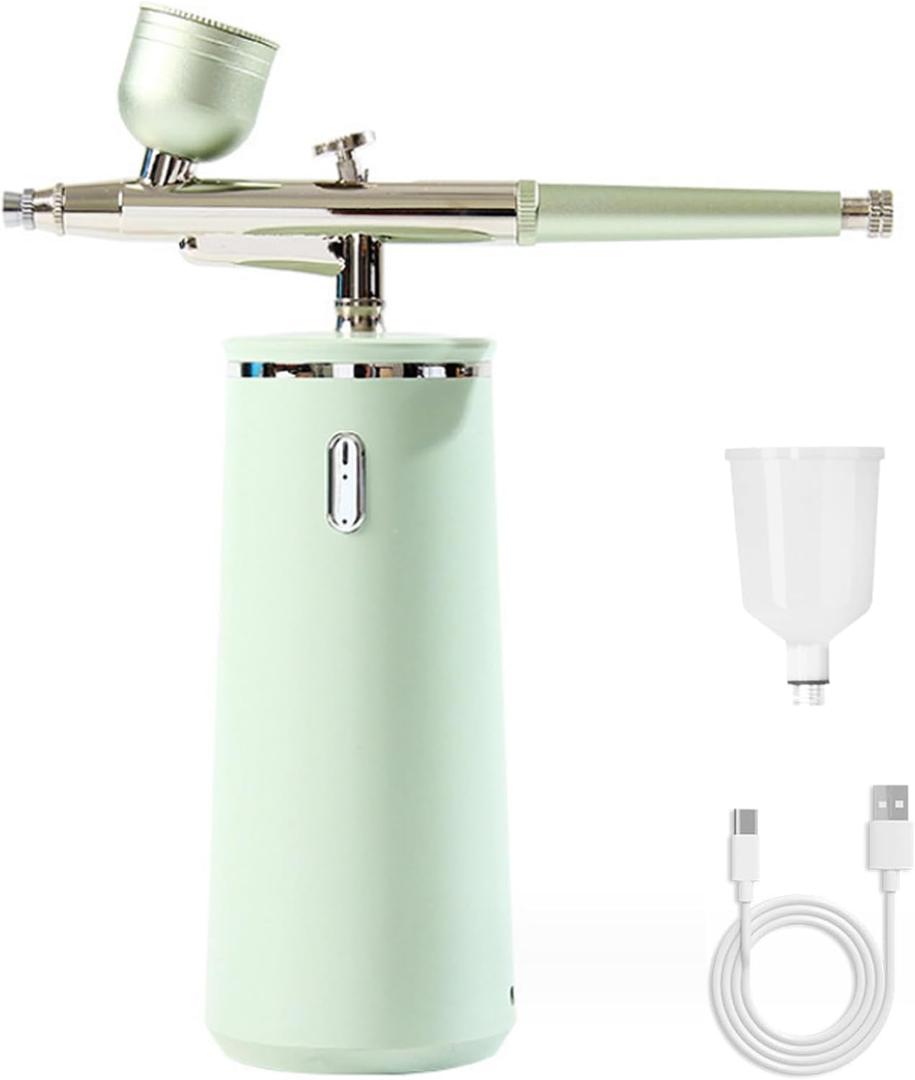 Facial Oxygen Spray Machine - High Pressure Nano Facial Steamer with 0.3mm Nozzle - Rechargeable Portable Nano Mist Injector Sprayer for Deep Moisturizing Face Skincare (Green)