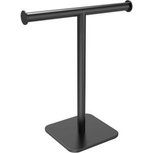 RUACQ T-Shape Hand Towel Holder Stand, 12inch Weighted Base Towel Rack, Countertop Towel Holder for Bathroom, 304 Stainless Steel, Heavy Duty (Matte Black)
