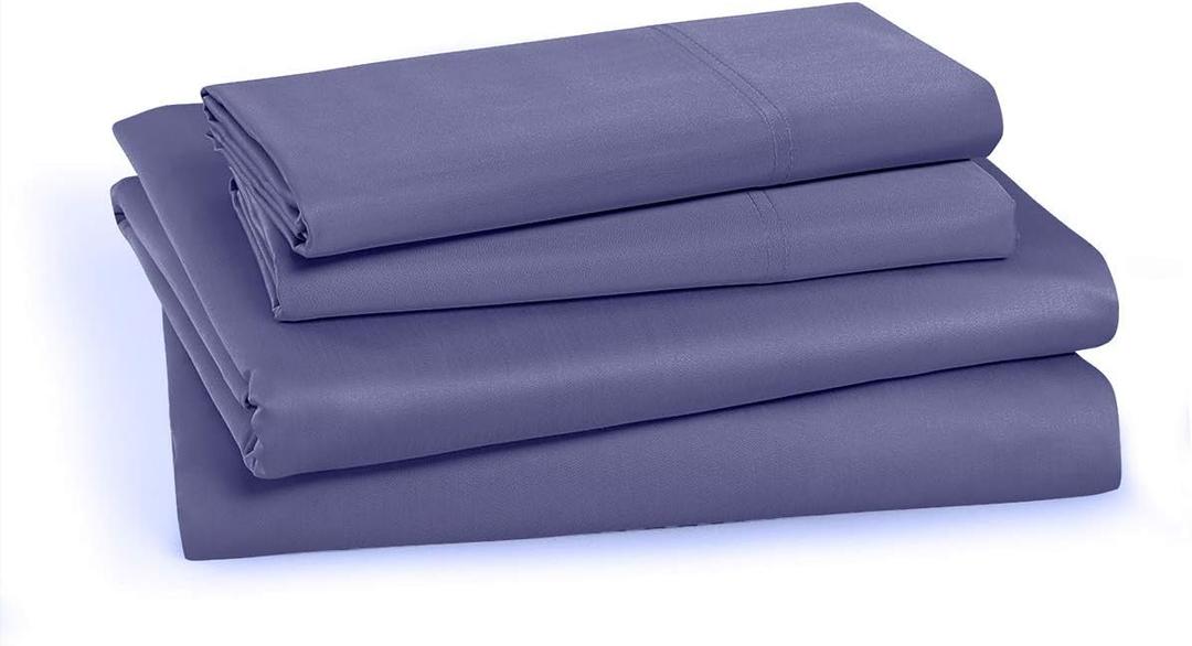 Royal Hotel Bedding Solid Periwinkle 250-Thread-Count 1pc Queen Bed Sheet Set 100% Cotton, Superior Percale Weave, Crispy Soft, Deep Pocket, 100% Cotton