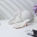 Mostrin Kitten Heels for Women Round Toe Heels With Bow Vintage Mules Sexy Slip on Stiletto Backless Sandals for Party Daily