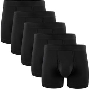 5Mayi Mens Underwear Boxer Briefs for Men Cotton Men's Boxer Briefs Black Pack of 5, Medium