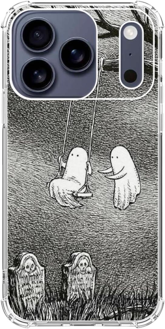 Halloween Spooky Ghosts Phone Case Compatible with iPhone 17 Pro, Tomb Yard Horror Phone Cover for iPhone 17 Pro