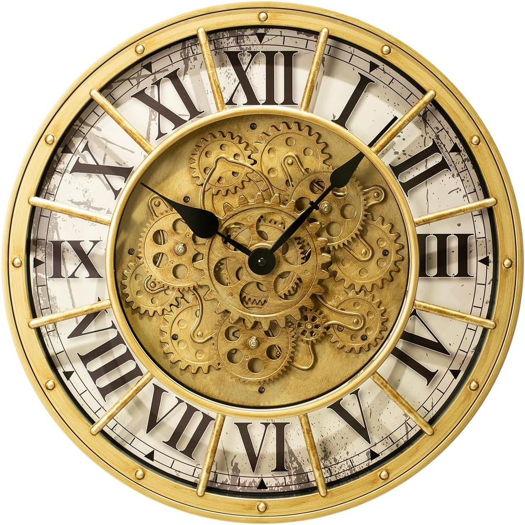18 inch Industrial Punk Style Gear Wall Clock for Time and Decoration