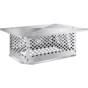 Chimney Cap, Chimney Cover, Bottom Installation Method Adjustable to Fit Outside Existing Clay Flue Tile Dimensions All Stainless Steel Structure, with Meshes, Bolts, Screws (14" x 26")