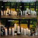 Nimiko Flickering Flameless LED Candles,Battery Operated Candles 24 Pcs with Embedded Star String,Acrylic LED Pillar Candles with Remote,Suitable for Home Decoration to Create an Atmosphere (White)