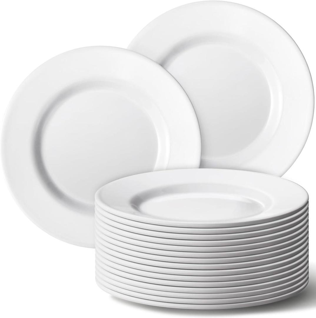 Hushee 24 Pack White Dessert Plates/Salad Dishes Set, Small Dinner Plates for Snacks, Dishes, Round Serving Dishes (7 Inch)
