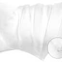 Bedsure Satin Pillowcase with Zipper, Similar to Silk Pillow Cases 2 Pack, Satin King Size Pillow Cases Set of 2, Silky & Soft Pillow Cover for Hair and Skin, Gifts for Women Men, White, 20x36 Inches