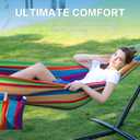 PNAEUT Double Hammocks with Stand for Outside, Portable Space Saving Heavy-Duty Steel Stand for Indoor Outdoor Patio, 450 lbs Capacity (Tropical)