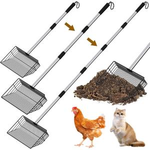 TCMOT Chicken Poop Scooper with ¼” Fine Mesh Sieve - Heavy Duty Chicken Coop Scoop for Sand, Extra Wide 10” Sifting Shovel Pooper Scooper and Coop Cleaning Must Haves