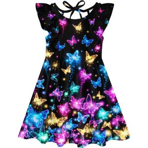 Goodstoworld Toddler Girl Dress for Kids Summer Beach Ruffle Tie Back Dresses for 2-8T