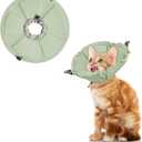 Pawfun Cat Cone Collar Soft, Adjustable Elizabethan Collar for Cats to Stop Licking, Comfortable Lightweight Kitten Cone for Wound Healing and Surgery Recovery,Green,Small
