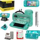 Switch Lite Accessories Bundle, Kit with Carrying Case,TPU Case Cover with Screen Protector,Charging Dock,Playstand, Game Case, USB Cable, Stylus,Thumb Grip Caps for Nintendo Switch Lite (Turquoise)