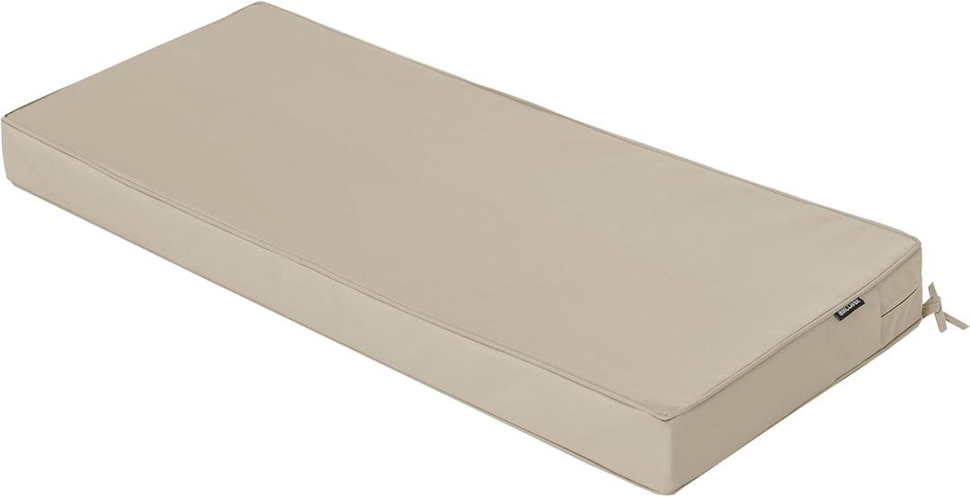 Outdoor Bench Cushion 59 x 18 Inch Thick Waterproof Porch Swing Cushions with Tie Patio Furniture Chair Cushion Bench Pad Color Fastness Backyard Seat Pads, Cream