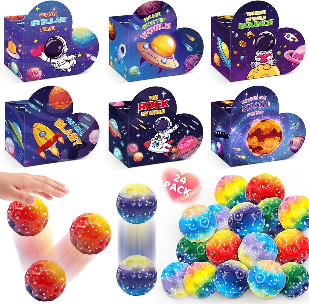 SpringFlower Valentines's Day Card For Kids, Valentines Greeting Cards Boxes With Bouncy Balls Toys, Valentines Gift Classroom School Exchange, Classroom Exchange Prizes, Valentine Party Favors