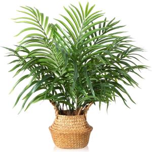 MOSADE Artificial Palm Tree 28Inch Fake Potted Areca Palm Plant with Handmade Seagrass Basket, Perfect Faux Tree Home Dcor for Indoor Outdoor Office Porch Balcony Bedroom Bathroom Gift (2ft 4in)