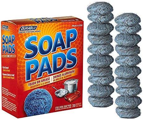 SCRUBIT 20 Pack Steel Wool Soap Pads - Metal Scouring Cleaning Pads for Dishes, Pots, Pans, and Ovens - Pre-Soaped for Easy Cleaning of Tough Kitchen Grease and Oil