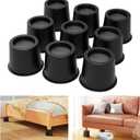 4 inch Bed Risers Heavy Duty, Adjustable Furniture Risers for Bed, Sofa, Table, Chair, Support up to 1500 Lbs (Set of 9, Black)