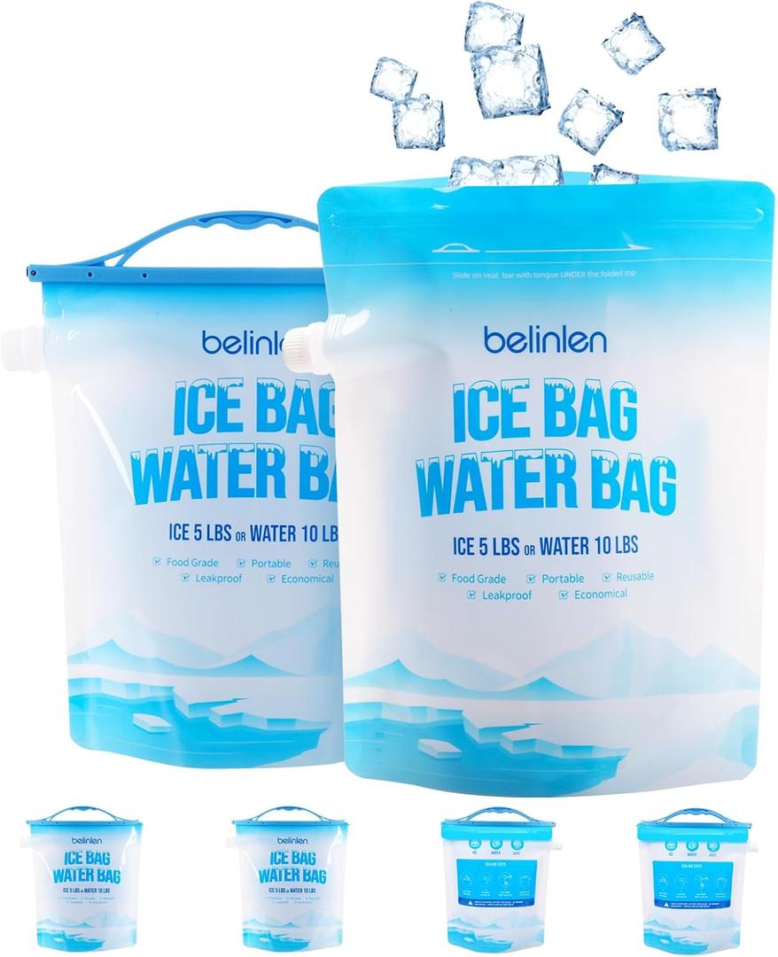6 Pack Reusable Ice Bags & Ice Packs for Cooler, Long Lasting Freezer Packs  Ice Cube Bags with Sealed Sliding Handle or 11x14 Inch Ice Packs for Lunch Box Camping Fishing