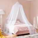 White Bed Canopy for Girls,Kids Princess Round Dome Bed Curtain, Dreamy Mosquito Netting for Girls, Bedroom Accessories, Ceiling Tent
