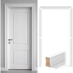 Cinnvoice 79-1/5 x 36 x 2 in Door Trim Molding Kit, Pine Door Casing Set Precut Finger-Jointed Interior Doors Makeover Kits Maintenance-Free Sals Out Dirt for Bugs, Wind, Snow, and Water, 79.2 x 36 x 2 in