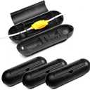 2 x 4 Pack Extension Cord Protective Cover Set (Black) | Indoor Outdoor Water-Resistant Holder for Holiday String Lights and Wires | Capsule Shaped Protector with Large Compartment