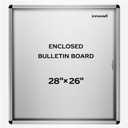 INNOVART Enclosed Bulletin Board 28x26, Weatherproof Dry Erase Board w/Aluminum Frame, Outdoor Enclosed Whiteboard Wall Display Case w/Swing-Open Door, Information Cabinet for School, Office